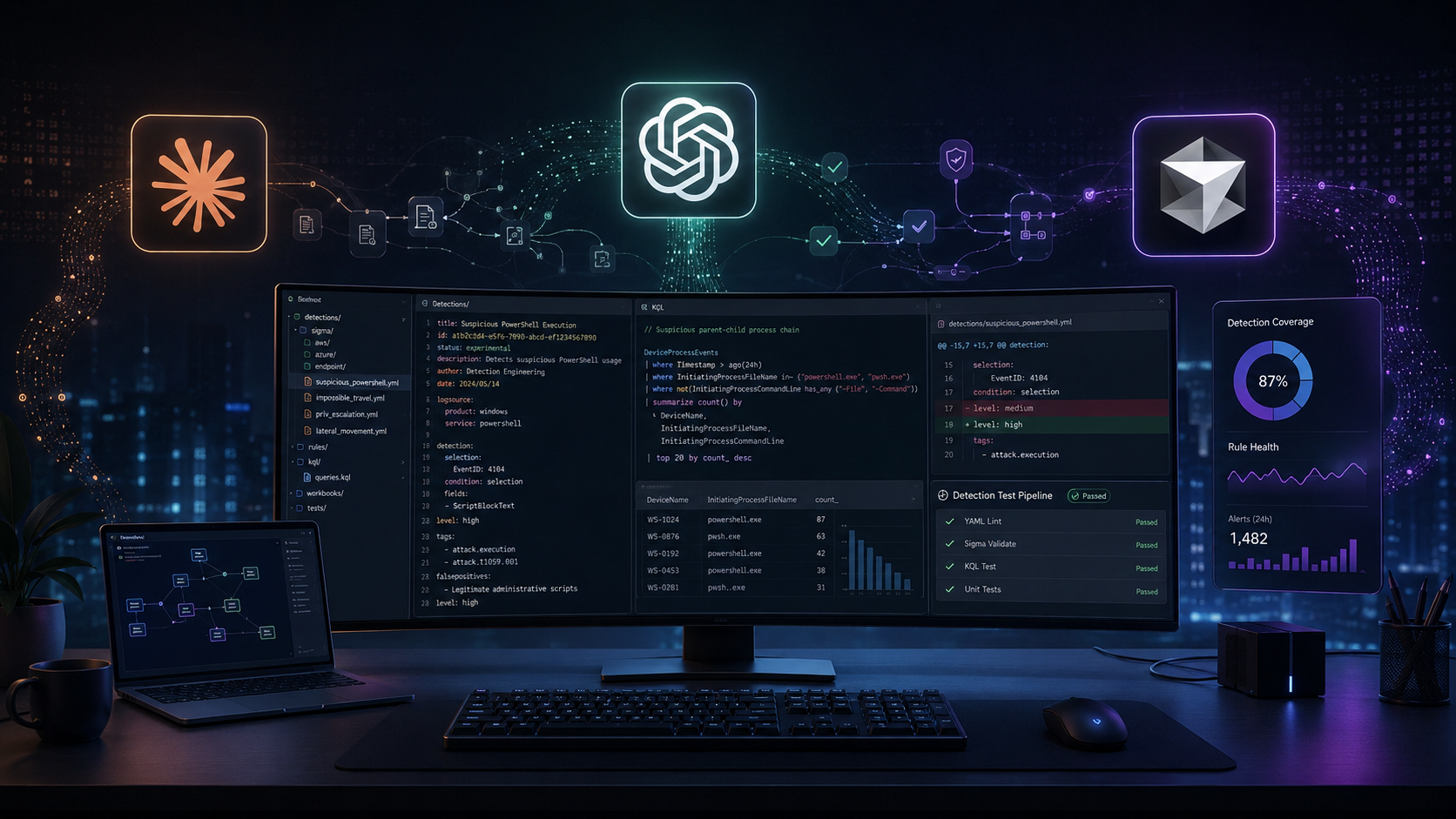 Using coding harnesses to streamline detection engineering